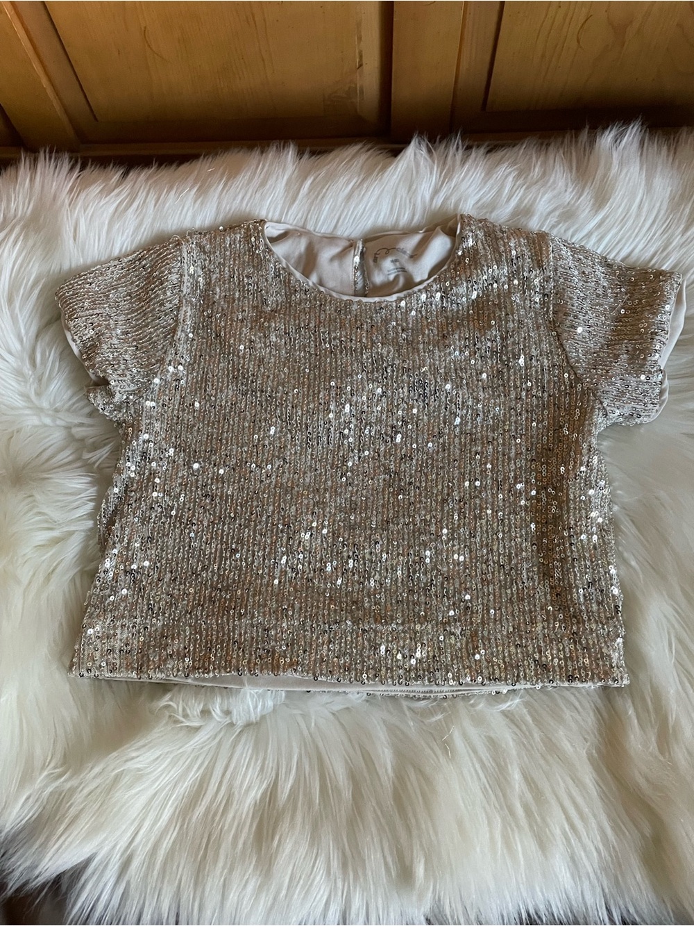 art class Girls Sequin Short Sleeve Top in Champagne Gold